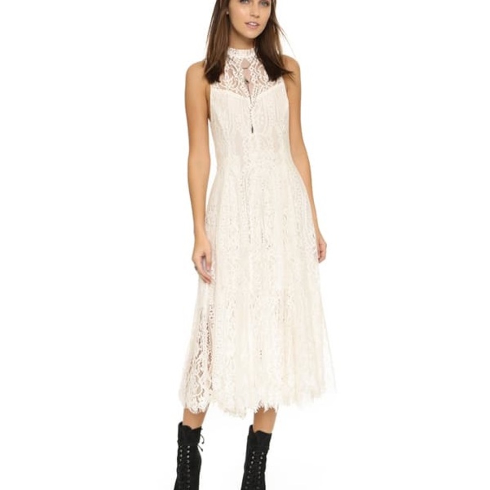 Angel Rays Lace Trapeze Midi Dress